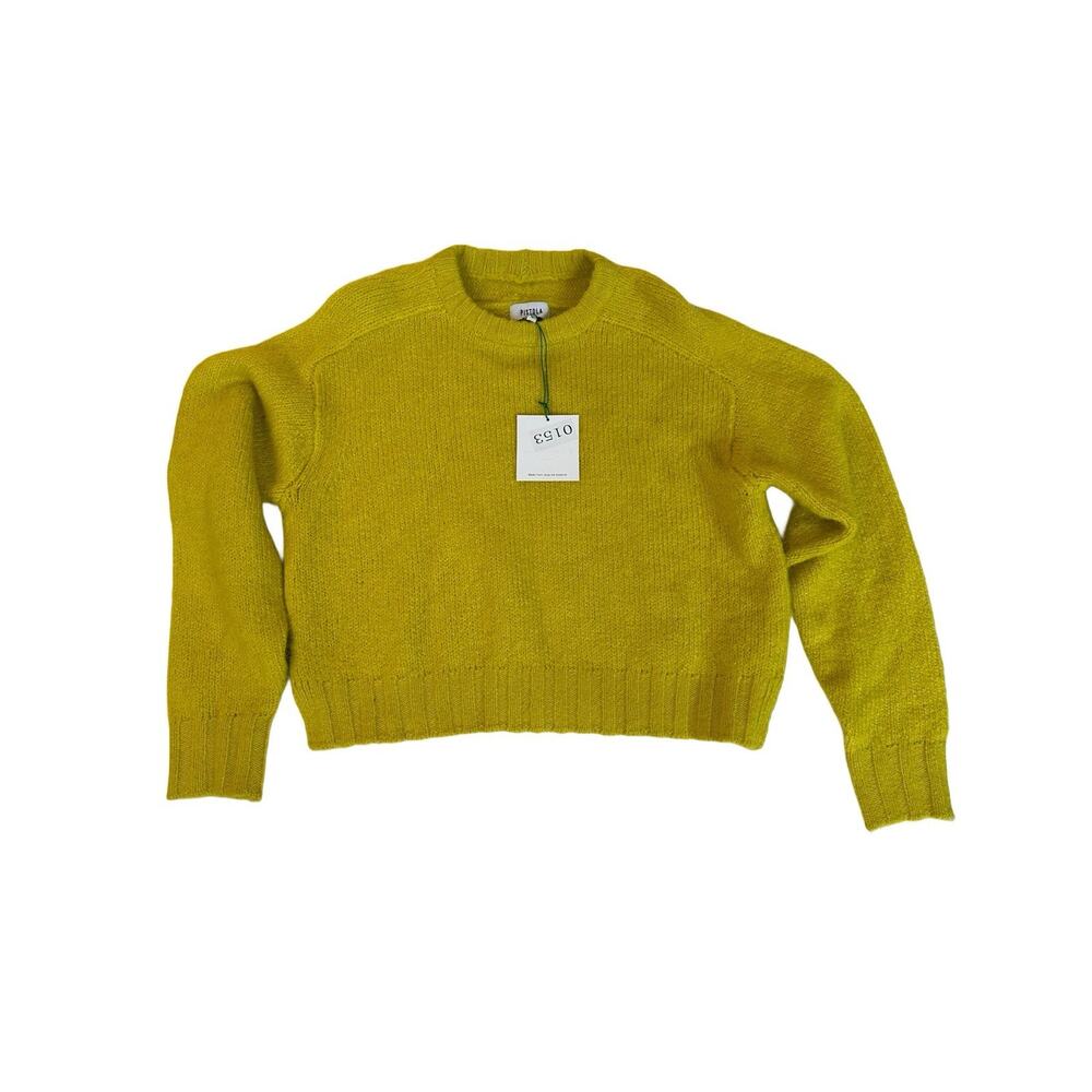 Pistola Yellow Knit Pullover Sweater Crew Neck Women's Size S Long Sleeve